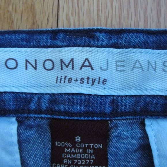 SONOMA WOMEN'S SIZE 8 JEAN SHORTS MED BLUE STONE WASHED DENIM HIGH WAIST 80'S - Picture 6 of 8